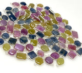 10 Pcs Natural Sapphire Gemstone Connectors, Silver Connectors, Bulk Wholesale Jewelry Supplies, 18x10mm - 21x12mm