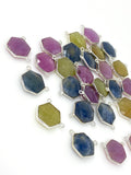 13 Pcs Natural Sapphire Gemstone Connectors, Bulk Wholesale Jewelry Supplies, Silver Jewelry Findings, 17x20mm
