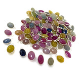 10 Pcs Natural Multi Sapphire Charms, Silver Gemstone Charms, Bulk Wholesale Jewelry Supplies, 13x8mm-15x9mm