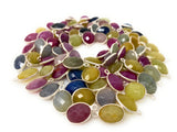 7 Pcs/ 10 Pcs Natural Sapphire Charms, Bulk Silver Gemstone Charms, Wholesale Jewelry Supplies, 15x9mm-17x12mm