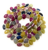 7 Pcs/ 10 Pcs Natural Sapphire Charms, Bulk Silver Gemstone Charms, Wholesale Jewelry Supplies, 15x9mm-17x12mm