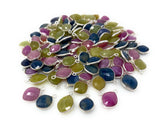 10 Pcs/ 14 Pcs Natural Sapphire Gemstone Charms, Sterling Silver Jewelry Supplies, Bulk Wholesale Charms, 15x10mm - 18x12mm
