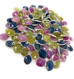 10 Pcs/ 14 Pcs Natural Sapphire Gemstone Charms, Sterling Silver Jewelry Supplies, Bulk Wholesale Charms, 15x10mm - 18x12mm