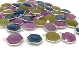 10 Pcs / 13 Pcs Natural Sapphire Gemstone Charms, Wholesale Silver Jewelry Supplies, Bulk Wholesale Charms, 19x15mm - 20x16mm