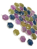 10 Pcs / 13 Pcs Natural Sapphire Gemstone Charms, Wholesale Silver Jewelry Supplies, Bulk Wholesale Charms, 19x15mm - 20x16mm