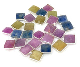 6 Pcs/ 10 Pcs Natural Sapphire Gemstone Charms, Sterling SilverJewelry Supplies, Bulk Wholesale Charms, 17x14mm - 18x15mm