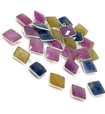 6 Pcs/ 10 Pcs Natural Sapphire Gemstone Charms, Sterling SilverJewelry Supplies, Bulk Wholesale Charms, 17x14mm - 18x15mm