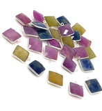 6 Pcs/ 10 Pcs Natural Sapphire Gemstone Charms, Sterling SilverJewelry Supplies, Bulk Wholesale Charms, 17x14mm - 18x15mm