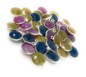 10 Pcs Natural Sapphire Gemstone Charms, Jewelry Supplies for Jewelry Making, Bulk Wholesale Charms