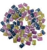 Natural Sapphire Gemstone Charms, Sterling Silver Jewelry Supplies, Bulk Wholesale Charms, 16x9mm - 18x11mm, 10 Pcs/ 12 Pcs