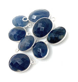 8 Pcs Blue Sapphire Charms, Gemstone Charms, Bulk Wholesale Charms, 18x11mm - 20x13.5mm