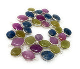 Natural Multi Sapphire Gemstone Charms, Bulk Jewelry Supplies, Wholesale Charms, DIY Jewelry Making, 15x10mm - 18x12mm, 10 Pcs / 11 Pcs