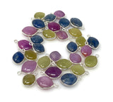 Natural Multi Sapphire Gemstone Charms, Bulk Jewelry Supplies, Wholesale Charms, DIY Jewelry Making, 15x10mm - 18x12mm, 10 Pcs / 11 Pcs