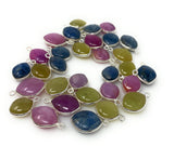 Natural Multi Sapphire Gemstone Charms, Bulk Jewelry Supplies, Wholesale Charms, DIY Jewelry Making, 15x10mm - 18x12mm, 10 Pcs / 11 Pcs