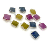 Natural Sapphire Gemstone Charms, Jewelry Supplies, Bulk Wholesale Charms Silver Findings,12 Pcs / 14 Pcs