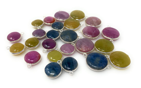 11 Pcs / 14 Pcs Natural Sapphire Gemstone Charms, Silver Jewelry Supplies, Bulk Wholesale Charms