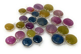 Sapphire Gemstone Charms, Silver Jewelry Supplies, Bulk Wholesale Charms, Yellow Sapphire Pink Sapphire Blue Sapphire 11 Pcs / 14 Pcs