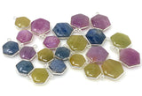 Natural Multi Sapphire Gemstone Charms, Silver Jewelry Supplies, Bulk Wholesale Charms, Yellow Sapphire Blue Sapphire Pink Sapphire , 11 Pcs