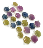 Natural Multi Sapphire Gemstone Charms, Silver Jewelry Supplies, Bulk Wholesale Charms, Yellow Sapphire Blue Sapphire Pink Sapphire , 11 Pcs
