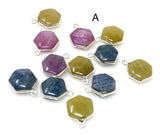 Natural Multi Sapphire Gemstone Charms, Silver Jewelry Supplies, Bulk Wholesale Charms, Yellow Sapphire Blue Sapphire Pink Sapphire , 11 Pcs