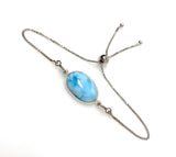 Larimar Gemstone Bracelet, Sterling Silver Adjustable Bolo Bracelet, AAA Quality Dominican Republic Larimar Bracelet, Gifts for Her