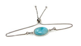 Larimar Gemstone Bracelet, Sterling Silver Adjustable Bolo Bracelet, AAA Quality Dominican Republic Larimar Bracelet, Gifts for Her