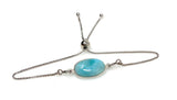 Larimar Gemstone Bracelet, Sterling Silver Adjustable Bolo Bracelet, AAA Quality Dominican Republic Larimar Bracelet, Gifts for Her
