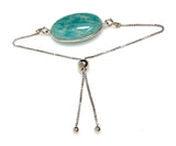 Amazonite Gemstone Bracelet, Sterling Silver Adjustable Bolo Bracelet, AAA Quality Peruvian Amazonite Bracelet, Gifts for Her