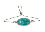 Amazonite Gemstone Bracelet, Sterling Silver Adjustable Bolo Bracelet, AAA Quality Peruvian Amazonite Bracelet, Gifts for Her