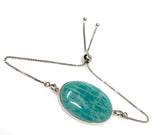 Amazonite Gemstone Bracelet, Sterling Silver Adjustable Bolo Bracelet, AAA Quality Peruvian Amazonite Bracelet, Gifts for Her