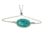 Amazonite Gemstone Bracelet, Sterling Silver Adjustable Bolo Bracelet, AAA Quality Peruvian Amazonite Bracelet, Gifts for Her