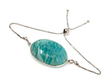 Amazonite Gemstone Bracelet, Sterling Silver Adjustable Bolo Bracelet, AAA Quality Peruvian Amazonite Bracelet, Gifts for Her