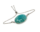 Amazonite Gemstone Bracelet, Sterling Silver Adjustable Bolo Bracelet, AAA Quality Peruvian Amazonite Bracelet, Gifts for Her