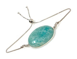 Amazonite Gemstone Bracelet, Sterling Silver Adjustable Bolo Bracelet, AAA Quality Peruvian Amazonite Bracelet, Gifts for Her