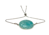 Amazonite Gemstone Bracelet, Sterling Silver Adjustable Bolo Bracelet, AAA Quality Peruvian Amazonite Bracelet, Gifts for Her