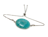 Amazonite Gemstone Bracelet, Sterling Silver Adjustable Bolo Bracelet, AAA Quality Peruvian Amazonite Bracelet, Gifts for Her
