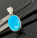 Natural Sleeping Beauty Turquoise Pendant, Sterling Silver Turquoise Gemstone Pendant, Bohemian Jewelry, 1.45” X 0.70”
