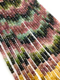 Faceted multi tourmaline gemstone beads in pink, green, yellow and dark natural tones