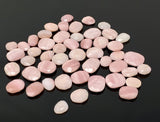 5 Pcs Natural Pink Opal Rose Cut Cabochons, Loose Gemstones, Peruvian Pink Opal Rose Cuts, 11x9mm - 17x13mm