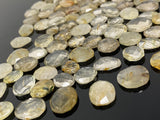 5 Pcs Natural Golden Rutile Rose Cut Cabochons, Loose Gemstones, Golden Rutile Rose Cuts, 11x10mm - 17x14mm