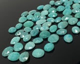 10Pcs Natural Amazonite Rose Cut Cabochons, Loose Gemstones, Peruvian Amazonite Ring Stones, 10x7mm- 12x9mm approx.