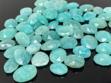 10Pcs Natural Amazonite Rose Cut Cabochons, Loose Gemstones, Peruvian Amazonite Ring Stones, 10x7mm- 12x9mm approx.