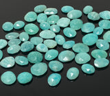 10Pcs Natural Amazonite Rose Cut Cabochons, Loose Gemstones, Peruvian Amazonite Ring Stones, 10x7mm- 12x9mm approx.
