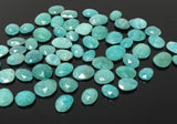 10Pcs Natural Amazonite Rose Cut Cabochons, Loose Gemstones, Peruvian Amazonite Ring Stones, 10x7mm- 12x9mm approx.