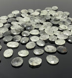 10 Pcs Natural Black Rutile Rose Cut Cabochons, Loose Gemstones, Ring Stones, 13x10mm - 17x13mm