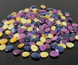 10 Pcs Natural Multi Sapphire Rose Cut Cabochons, Loose Gemstones, Sapphire Rose Cuts, Ring Stones, 8x6mm - 10x8mm