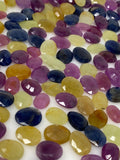 10 Pcs Natural Multi Sapphire Rose Cut Cabochons, Loose Gemstones, Sapphire Rose Cuts, Ring Stones, 10x8mm - 14x11mm