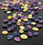 10 Pcs Natural Multi Sapphire Rose Cut Cabochons, Loose Gemstones, Sapphire Rose Cuts, Ring Stones, 8x6mm - 10x8mm