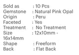 10 Pcs Natural Pink Opal Rose Cut Cabochons, Loose Gemstones, Peruvian Pink Opal Rose Cuts, 12x10mm - 16x14mm