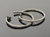55mm Diamond Hoop Earrings, Sterling Silver Pave Diamond Earrings, Large Silver Statement Hoops, Clarity & Strength Energy Jewelry Gifts